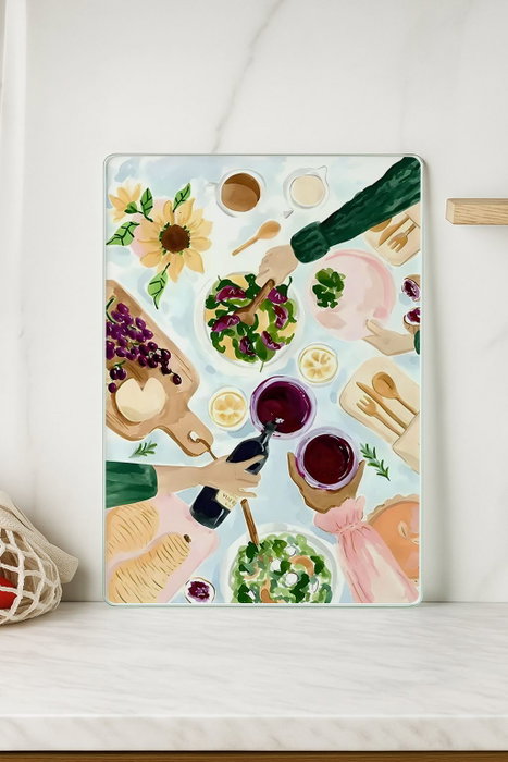 Hermia Tabla de Cortar de Vidrio Templado 30 x 40 cm Multicolor